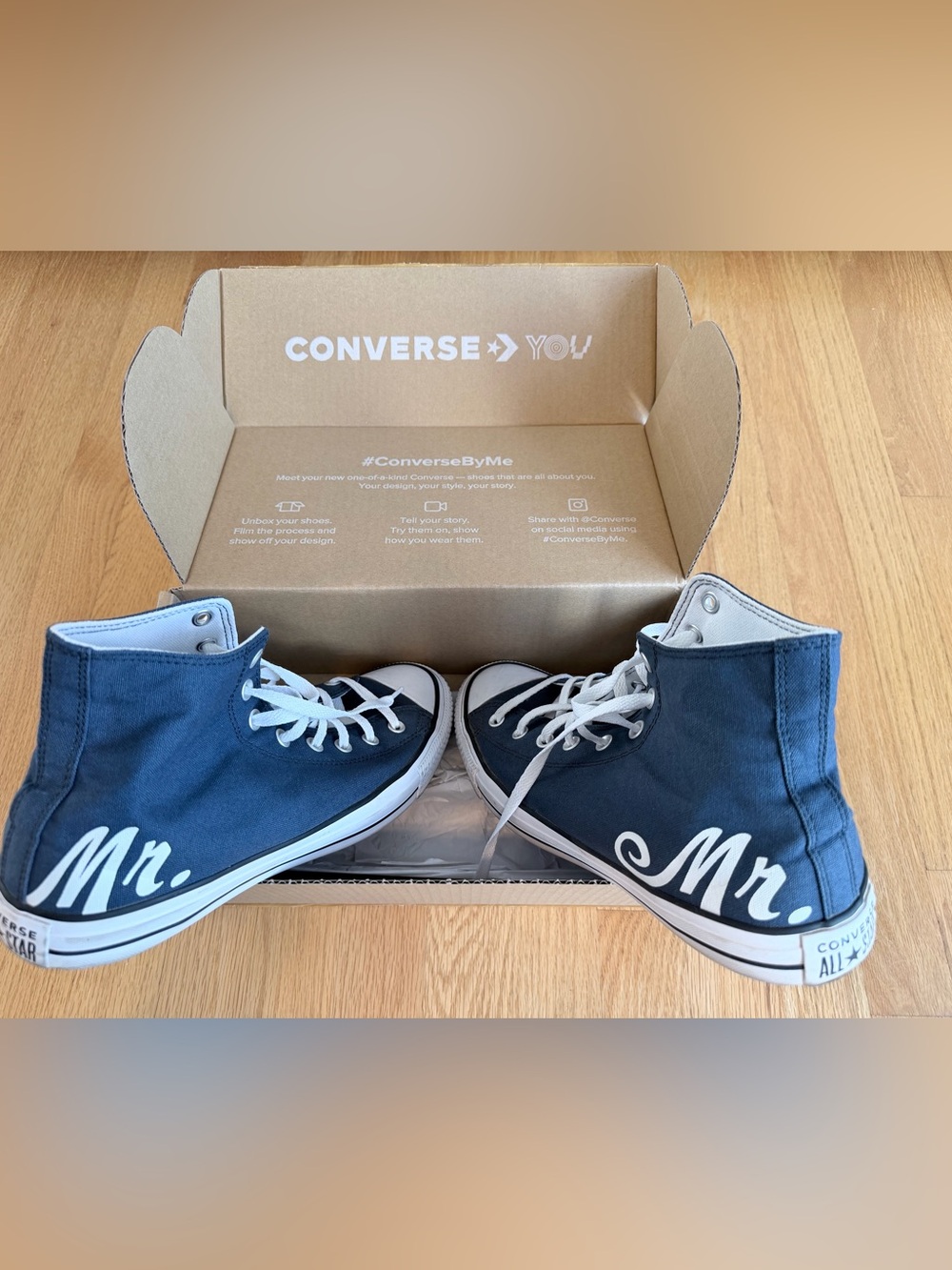 Converse “Mr.” High-Top Sneakers Navy and White for Wedding / Groom